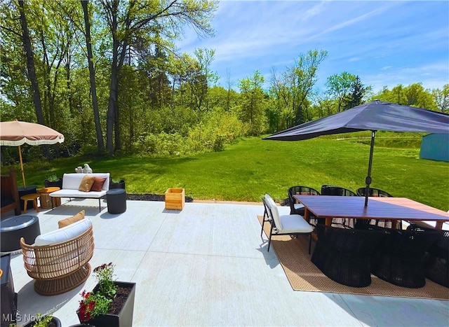 1810 Muirfield Ln, Painesville, OH 44077 - view of patio / terrace featuring outdoor dining area and an outdoor living space