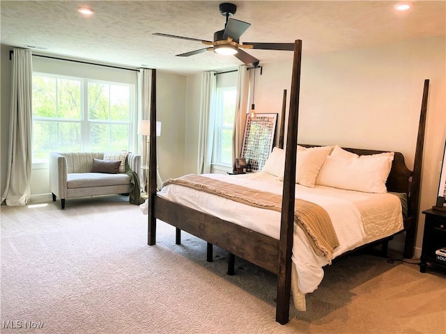 1810 Muirfield Ln, Painesville, OH 44077 - bedroom featuring light colored carpet, multiple windows, recessed lighting, and ceiling fan
