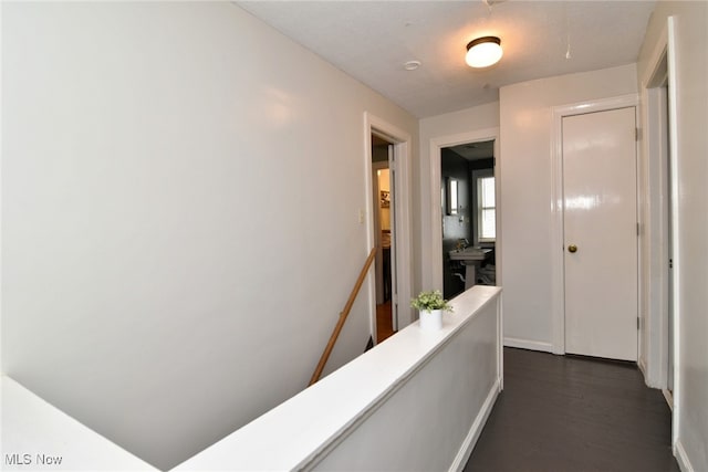 hall featuring dark wood-style flooring