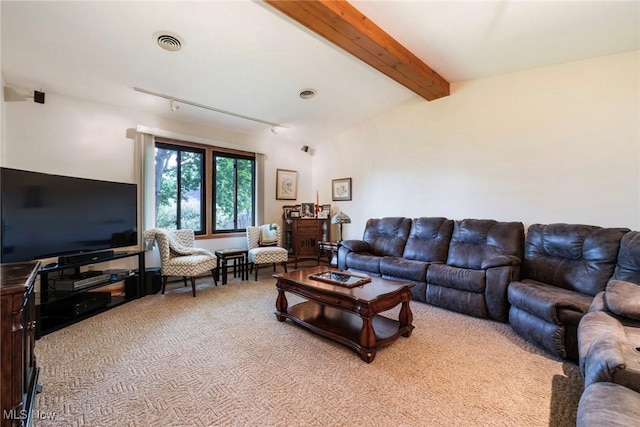 living room with light colored carpet