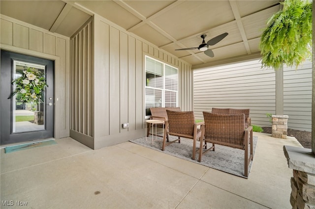 view of patio / terrace with a ceiling fan