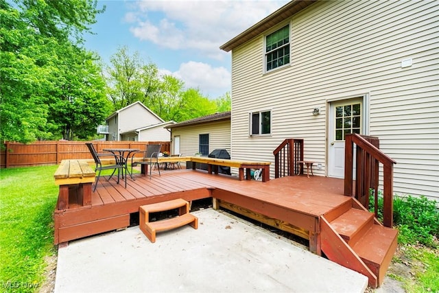 17466 Idylwild Ave, Lake Milton, OH 44429 - wooden terrace featuring outdoor dining area and a grill