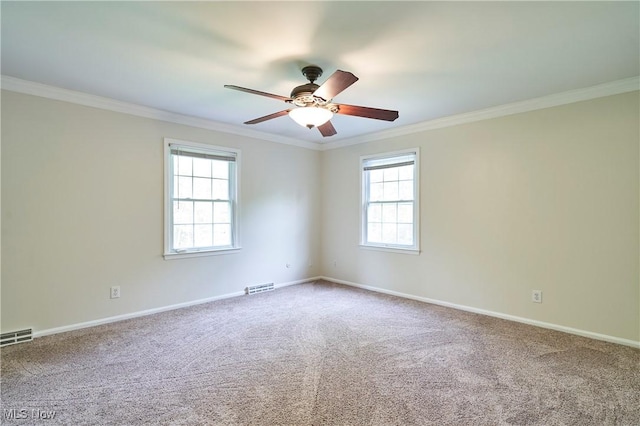 7304 Glastonbury Dr, Hudson, OH 44236 - unfurnished room featuring plenty of natural light, crown molding, carpet, and ceiling fan