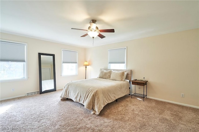 7304 Glastonbury Dr, Hudson, OH 44236 - bedroom with ornamental molding, carpet flooring, baseboards, and a ceiling fan