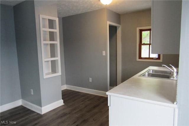 923 W 58th St, Ashtabula, OH 44004 - kitchen featuring a sink, dark wood-type flooring, baseboards, and light countertops