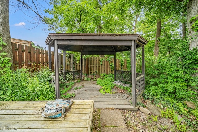 5460 Coronada Dr, Mentor-On-The-Lake, OH 44060 - wooden deck featuring a gazebo and a fenced backyard