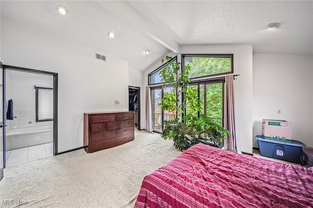 5460 Coronada Dr, Mentor-On-The-Lake, OH 44060 - bedroom with carpet flooring, ensuite bath, access to exterior, baseboards, and a textured ceiling