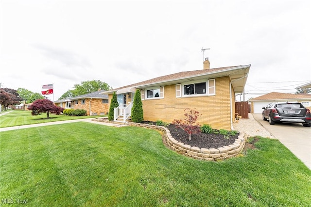 4713 Forest Edge Dr, Brooklyn, OH 44144 - single story home featuring brick siding, a chimney, and a front lawn