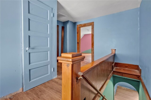 563 Mill St, Conneaut, OH 44030 - stairs featuring wood finished floors