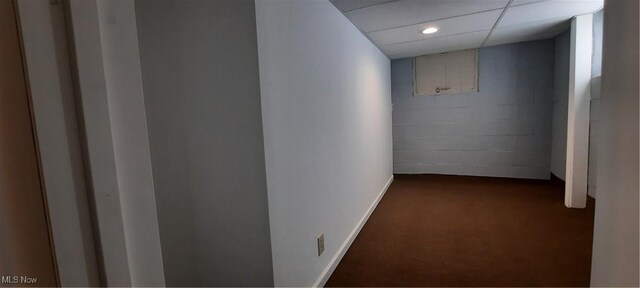 5161 Greenhurst Dr, Maple Heights, OH 44137 - corridor with dark carpet, baseboards, and recessed lighting