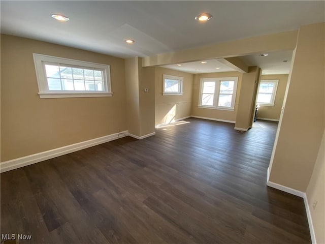 5161 Greenhurst Dr, Maple Heights, OH 44137 - unfurnished room with baseboards, dark wood finished floors, and recessed lighting