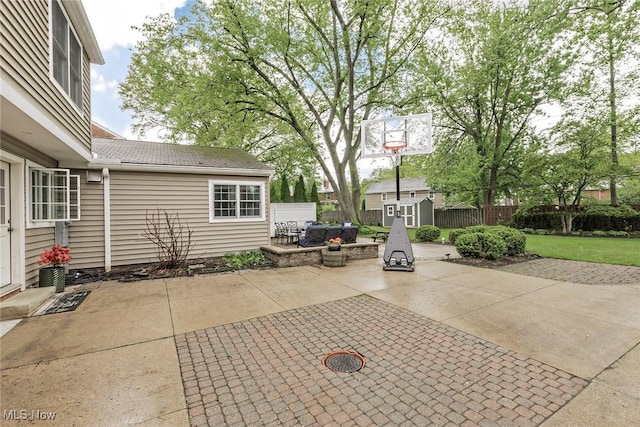 4168 Hadleigh Rd, University Heights, OH 44118 - view of patio / terrace featuring a storage shed, an outbuilding, and fence