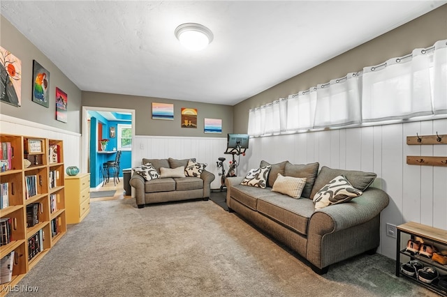 21494 Mastick Rd, Fairview Park, OH 44126 - living room featuring carpet floors and wainscoting