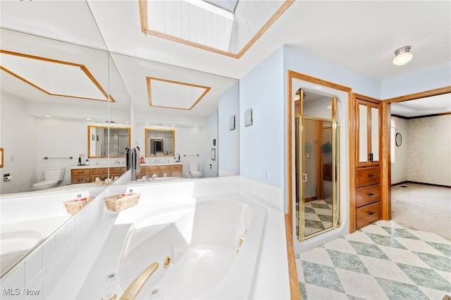 218 Tanglewood Dr, Dalton, OH 44618 - full bath with toilet, a stall shower, double vanity, and a tub with jets