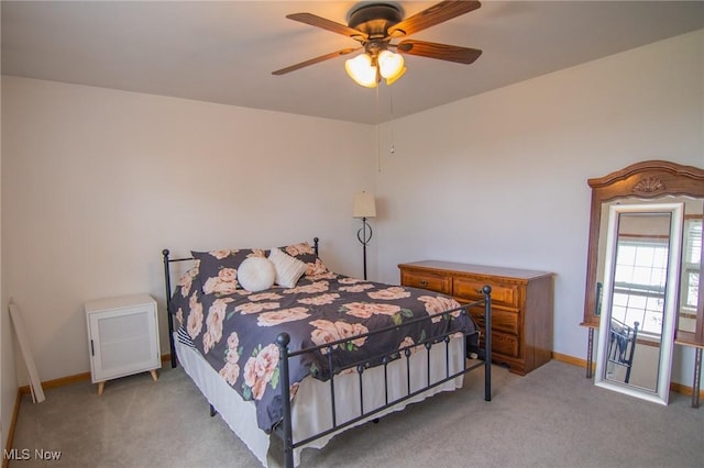 45 S Ridge Dr, Martins Ferry, OH 43935 - bedroom with light colored carpet, baseboards, and a ceiling fan