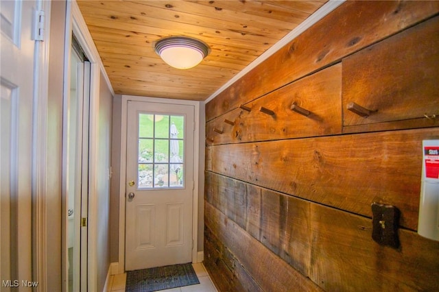 45 S Ridge Dr, Martins Ferry, OH 43935 - entryway featuring wood ceiling, tile patterned floors, and baseboards
