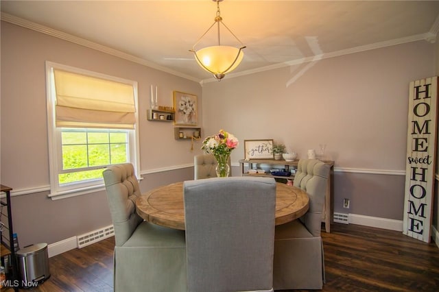45 S Ridge Dr, Martins Ferry, OH 43935 - dining room with wood finished floors, baseboards, and ornamental molding