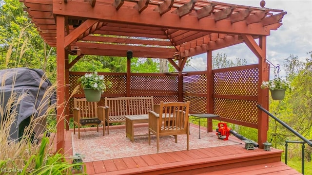 45 S Ridge Dr, Martins Ferry, OH 43935 - wooden deck with a pergola and area for grilling