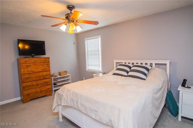 45 S Ridge Dr, Martins Ferry, OH 43935 - bedroom featuring light carpet, a ceiling fan, and baseboards