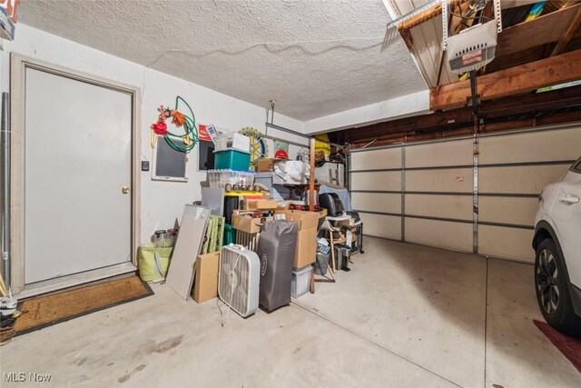 garage with a garage door opener