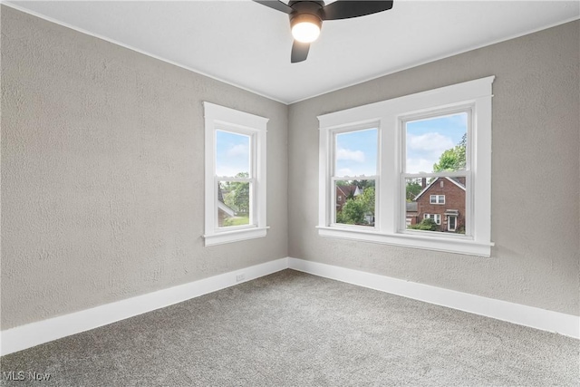 453 Saint Leger Ave, Akron, OH 44305 - unfurnished room featuring a textured wall, baseboards, a ceiling fan, and carpet floors