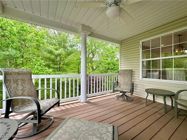 6836 Twin Oaks Ct, Canfield, OH 44406 - wooden deck with a ceiling fan