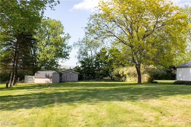 6333 Warren Sharon Rd, Oh, OH 44403 - view of grassy yard with an outbuilding and a storage unit