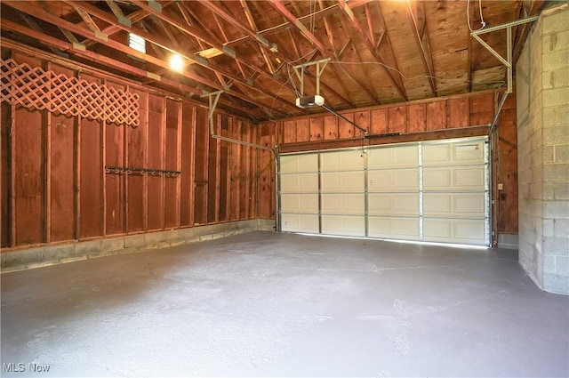 garage with a garage door opener