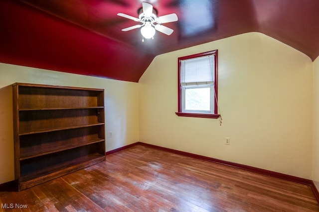 7026 S Boyden, Northfield, OH 44067 - bonus room featuring ceiling fan, lofted ceiling, wood finished floors, and baseboards