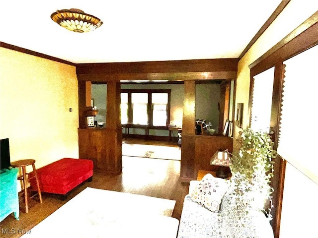 2508 Queenston Rd, Cleveland Heights, OH 44118 - living area with ornamental molding and wood finished floors