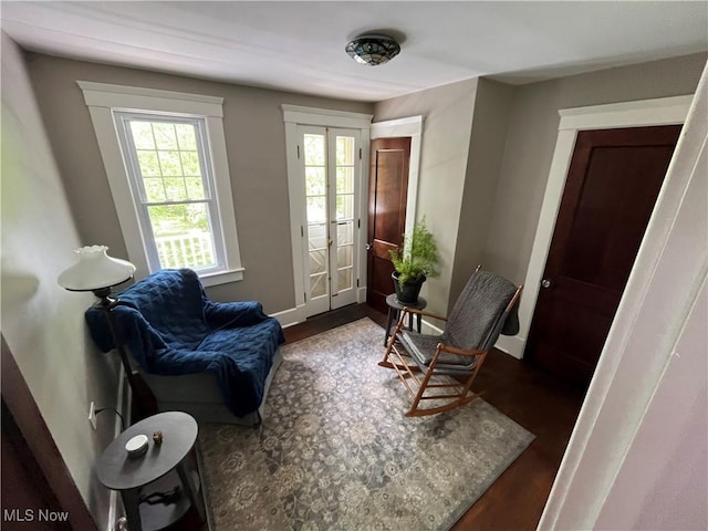 2508 Queenston Rd, Cleveland Heights, OH 44118 - living area with wood finished floors, baseboards, and french doors