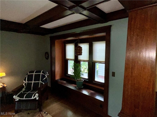 2508 Queenston Rd, Cleveland Heights, OH 44118 - sitting room featuring beamed ceiling and coffered ceiling
