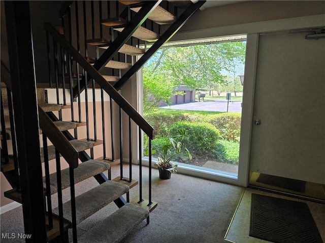 459 W Streetsboro St Unit F, Hudson, OH 44236 - stairs with carpet flooring and healthy amount of natural light