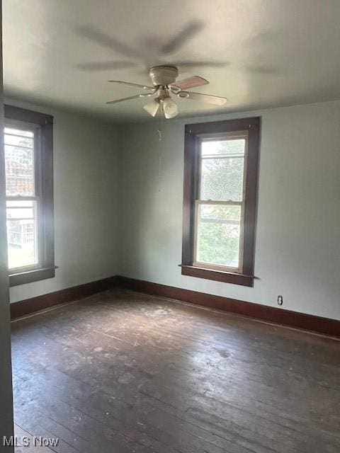 139 Chapman St, Zanesville, OH 43701 - unfurnished room featuring wood-type flooring, a ceiling fan, and baseboards