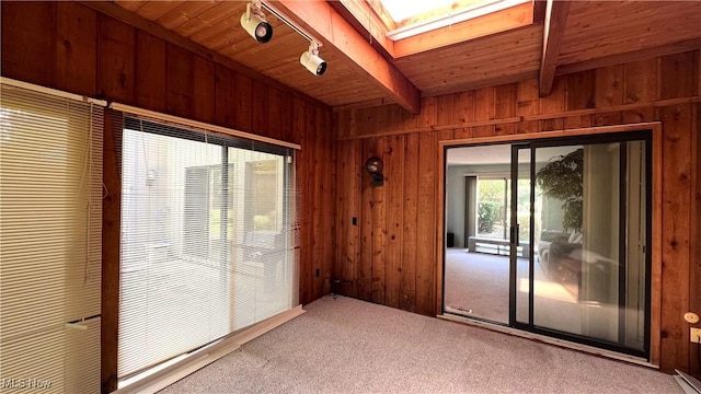 250 Laurel Cir Unit 13, Aurora, OH 44202 - unfurnished sunroom with beamed ceiling, a skylight, and rail lighting