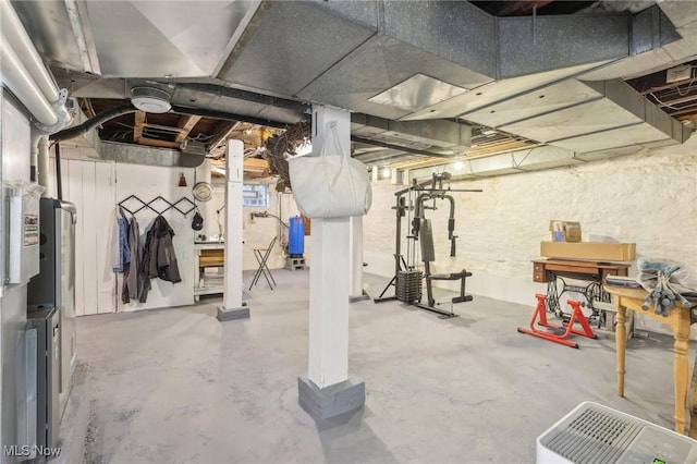 unfinished below grade area featuring a water pressure tank