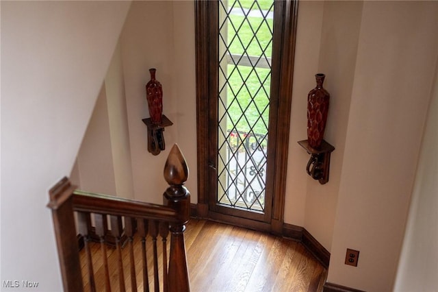 detailed view of wood finished floors and baseboards