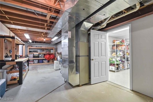 unfinished basement with heating unit