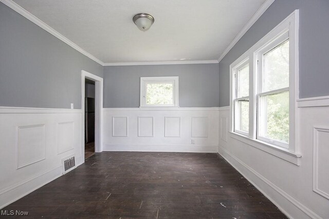 408 Bacon, Akron, OH 44320 - unfurnished room featuring a wainscoted wall, crown molding, and wood finished floors