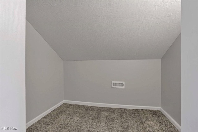 35 W 5th St, Dresden, OH 43821 - additional living space with carpet floors, vaulted ceiling, baseboards, and a textured ceiling
