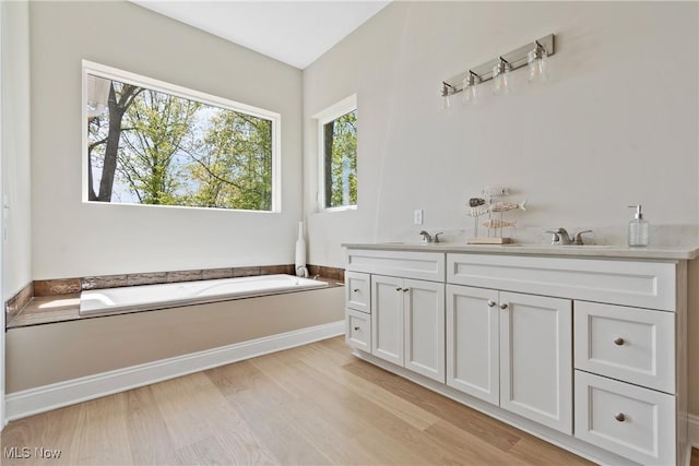 26 Oneida Trl, Malvern, OH 44644 - full bath featuring a garden tub, wood finished floors, and double vanity