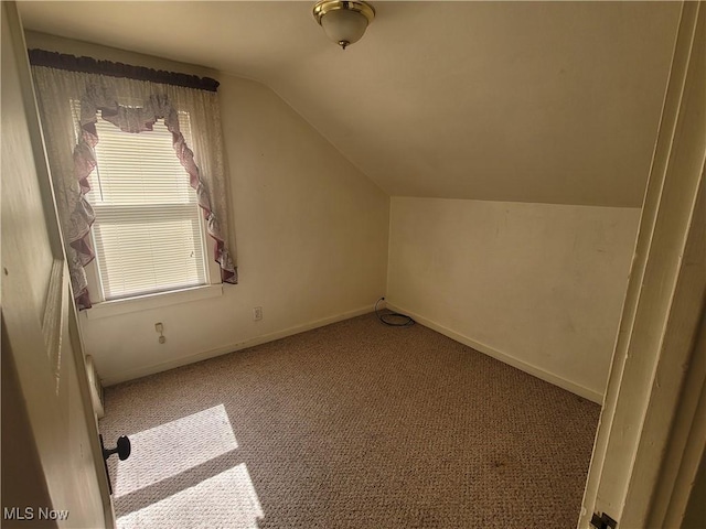 9788 E River Rd, Elyria, OH 44035 - additional living space featuring vaulted ceiling, carpet flooring, and baseboards