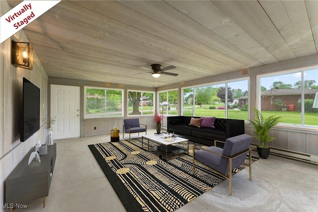 3005 Algonquin Dr, Poland, OH 44514 - sunroom featuring outdoor lounge area, ceiling fan, and healthy amount of natural light