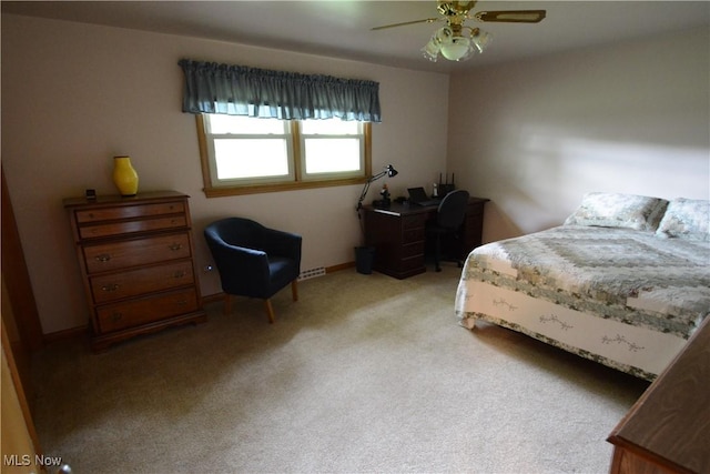 2724 Spitler Rd, Poland, OH 44514 - bedroom featuring a desk, light colored carpet, ceiling fan, and baseboards