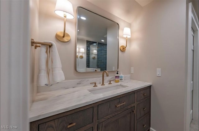 22099 Shaker Blvd, Shaker Heights, OH 44122 - bathroom with vanity and tiled shower