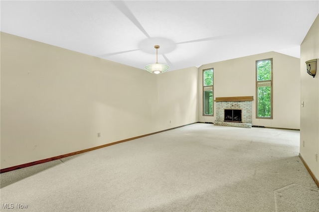 33 Brandon Pl, Rocky River, OH 44116 - unfurnished living room featuring carpet, baseboards, and a fireplace