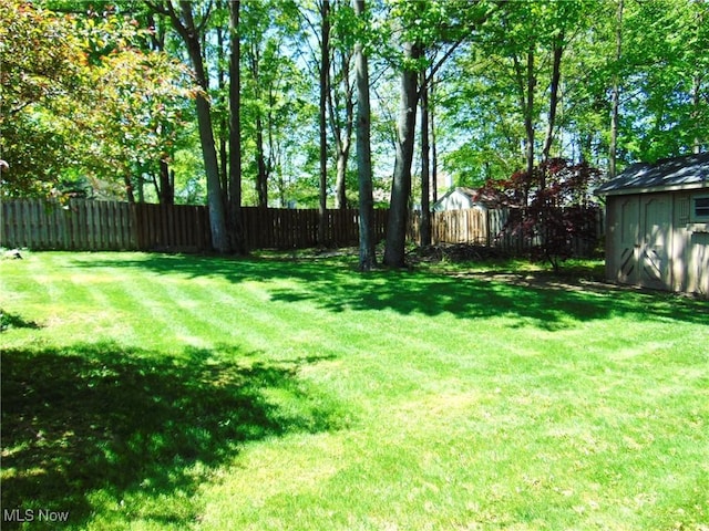 view of yard featuring a storage unit and an outdoor structure