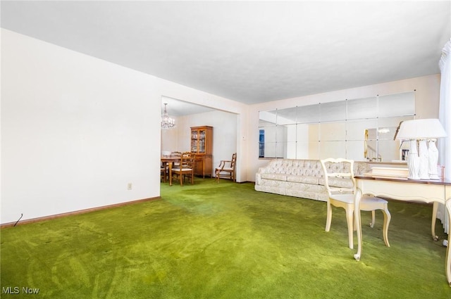128 E Circle Dr, Weirton, WV 26062 - carpeted living area with a chandelier and baseboards