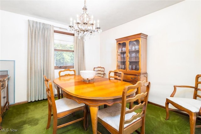 128 E Circle Dr, Weirton, WV 26062 - carpeted dining space with a chandelier and baseboards