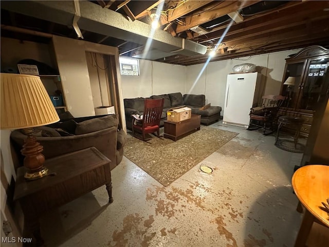 567 Westfield Rd, East Liverpool, OH 43920 - unfinished basement featuring freestanding refrigerator